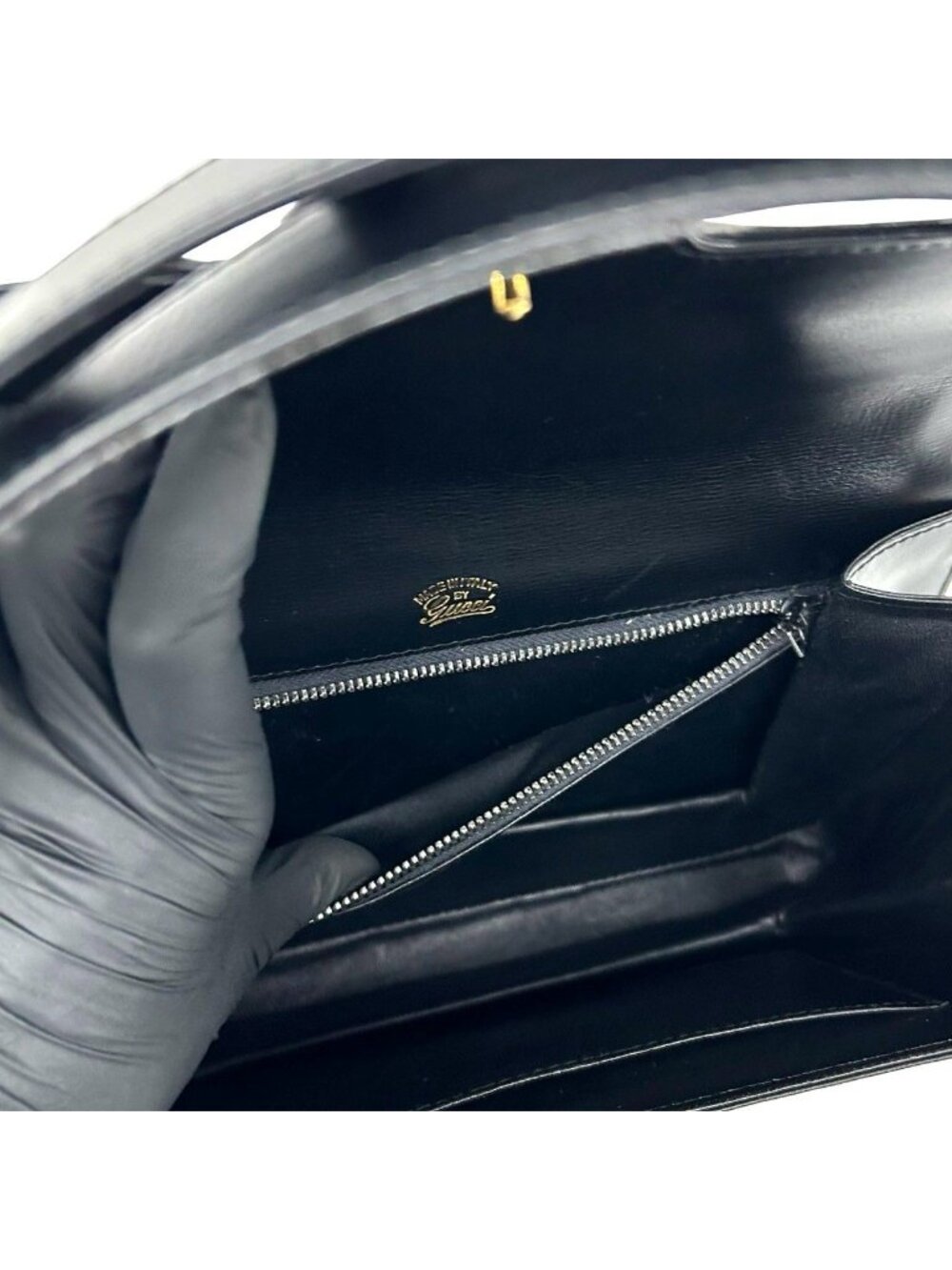 Gucci Vintage GG Logo Leather 2-Way Shoulder Bag Black - Picture 10 of 10